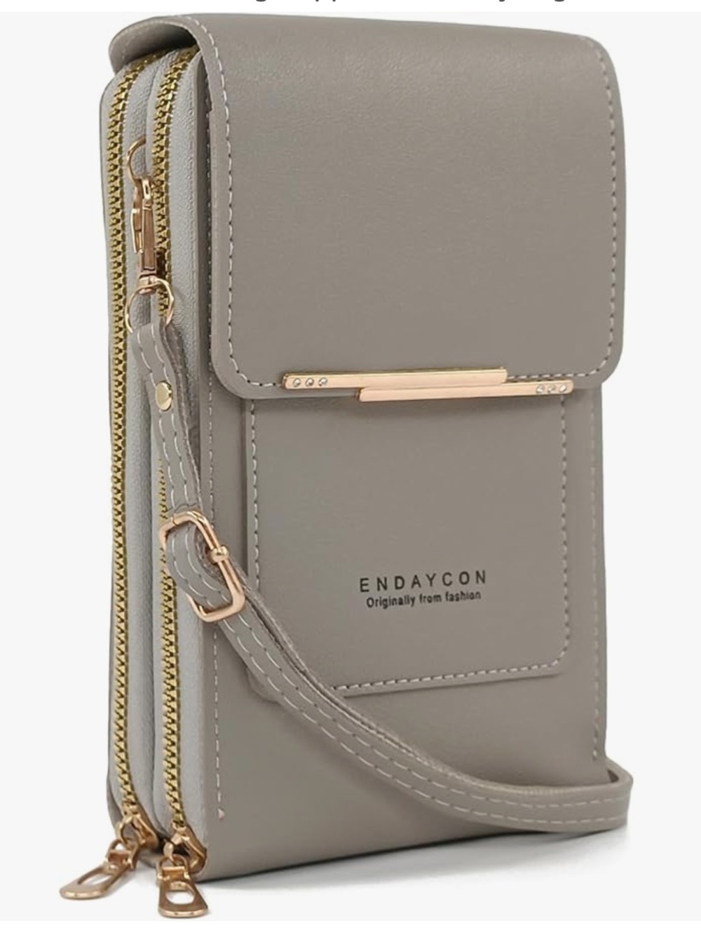NWOT* ENDAYCON Taupe Crossbody Phone Wallet with Gold Hardware